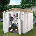 habrita casetta da giardino tuscnay evo xl in pvc beige con porta doppio battente superficie interna