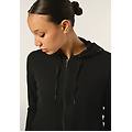 felpa comfort fit con zip e cappuccio decorato da stampa black-allover leaves black donna large