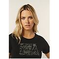 t-shirt donna comfort fit con grafica composta da strass nero donna medium