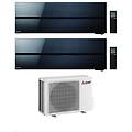 climatizzatore dual split kirigamine msz-ln nero 9+9 con mxz-2f42vf3 inverter r-32 wi-fi classe