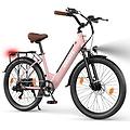 bicicletta elettrica c100 plus 250w 36v 13ah rosa sospensione