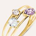 anello fantasia am&eacute;lie oro giallo topazio ametista cubic zirconia collezione am&eacute;lie