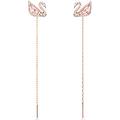 orecchini pendenti dazzling swan cigno rosa placcato color oro rosa os