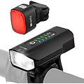 set luci anteriore e posteriore bici. ricaricabili in alluminio con indicatore