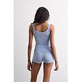 pigiama corto a costine in modal soft lounge donna azzurro taglia l