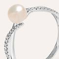 anello solitario gabrielle oro bianco perla d'acqua dolce cubic zirconia collezione gabrielle