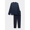pigiama lungo in cotone mercerizzato stampa pois filo premium uomo blu taglia m