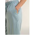 pantaloni cropped con ricamo floreale al fondo azzurro donna large