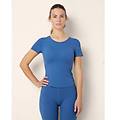 t-shirt sportiva super stretch coppe leggermente imbottite fitness lux / blu avio / m blu avio