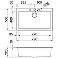 - lavello quadra sottotop 1 vasca metaltek dimensioni 76 x 44 colore ghisa
