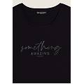 t-shirt a maniche lunghe con scritta something amazing nero donna extra large