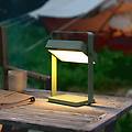 lampada led da tavolo saulio verde oliva ip44 alluminio usb batteria