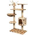 - albero per gatti tiragraffi sisal 125 cm zampe stampate beige
