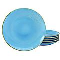 nature collection 22060 set di 6 piatti piani in gres ø 27 cm colore blu