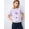 - t-shirt girocollo in puro cotone viola regular fit con fiori donna viola chiaro taglia xs