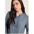 felpa cappuccio zip con strass e inserto effetto seta ashley blue donna large