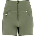 shorts push up wr. up vita alta sfrangiati in denim navetta tinto in capo oil green donna xxs
