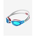 occhialini fastskin hyper elite bianco e blu con lenti trasparenti blu