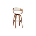 sgabello da bar design girevole bianco e legno chiaro h67. 5 cm gao