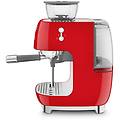 macchina da caff&egrave; espresso manuale con macinacaff&egrave; integrato 50's style rosso lucido