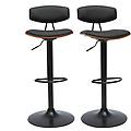 sgabelli da bar design regolabili nero e legno scuro (set di 2) vasco