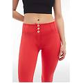 pantaloni push up wr. up vita alta con bottoni e impunture cayenne donna xxs