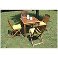 milanihome set tavolo quadrato fisso 80 x 80 con 2 sedie in legno di acacia per esterno giardino