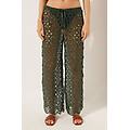 pantaloni a palazzo crochet geometrico donna verde s/m