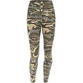 pantaloni push up wr. up 7/8 vita alta in cotone camouflage beige mimetico donna extra large