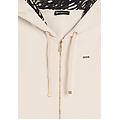 felpa con cappuccio animalier e zip frontale white sand zebra animalier donna small