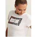 t-shirt donna stampa animalier e strass white sand donna large