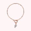 bracciale catena forzatina con pendente lettera pav&eacute; in cubic zirconia