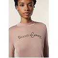 maglia donna a manica lunga con scritta borchie e oro rosa fawn donna medium