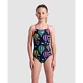 pezzo unico bambina black multi-shocking pink