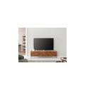 mobile tv in legno di acacia 180x40x50 laccato naturale / marmo bianco karlstad #05
