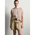 - maglia traforata con micro paillettes donna sabbia taglia xs