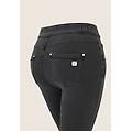 pantaloni n. o. w. skinny vita media in jersey effetto denim medium grey denim-black seams donna