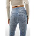 jeggings push up wr. up vita alta stampa geometrica all over den. blue aop ethn. laser blu s. donna
