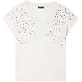 t-shirt in jersey viscosa con borchie e scollo a v