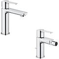 lineare set 2 miscelatori monocomando per lavabo e bidet taglia s cromo