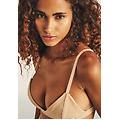 top a triangolo in similpelle laminata irish cream donna small