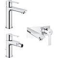 lineare set 3 miscelatori monocomando per lavabo bidet e vasca cromo