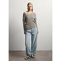 - maglia a coste inglesi scollo a v donna grigio pietra taglia xs