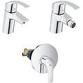 eurosmart set miscelatori rubinetto monocomando cromo in metallo per lavabo bidet e doccia