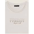 t-shirt donna con mini spacchi laterali e logo in strass white sand donna small