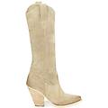 stivali texani in camoscio beige tacco 10 cm