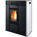 termostufa a pellet slim thea hydro 23 s1 23 kw in acciaio con ventilazione frontale colore white