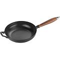 pans padella con manico in legno 24 cm ghisa nero opaco