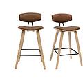 sgabelli da bar design marrone e legno chiaro h69 cm (set di 2) vasco