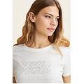t-shirt in cotone supima con logo e borchiette bianco donna small